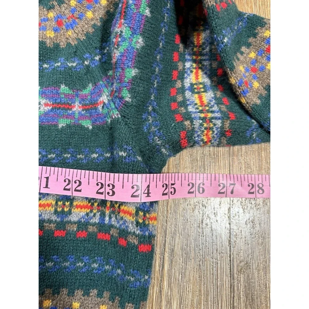 J Crew Lambswool Fair Isle Sweater XL Green Fisherman Nordic Mens